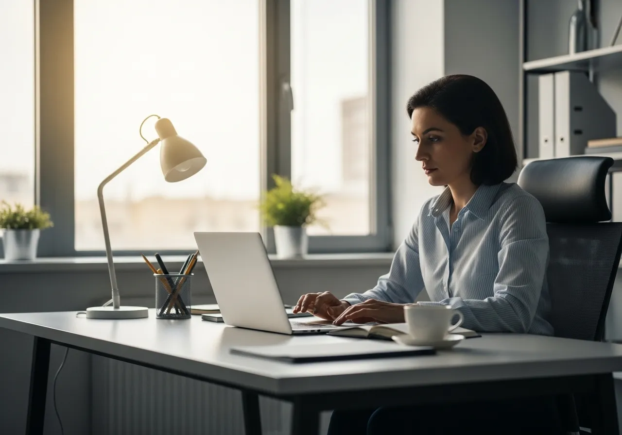 Persona viendo laptop, entendiendo QM para inversiones.